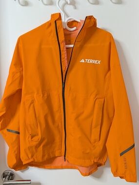 adidas TERREX Bright Orange Raincoat with Hood Rain.RDY